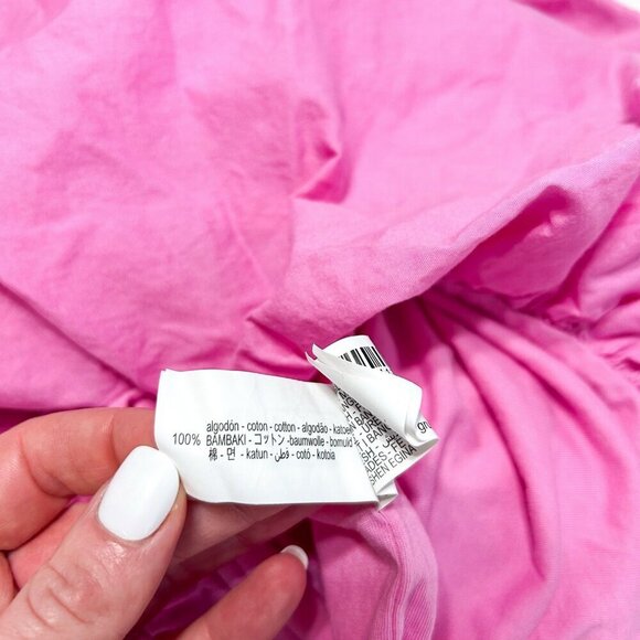 Zara Pink Bubble Hem Strapless Mini Dress Cotton Balloon Tube Top Style S - Picture 8 of 8